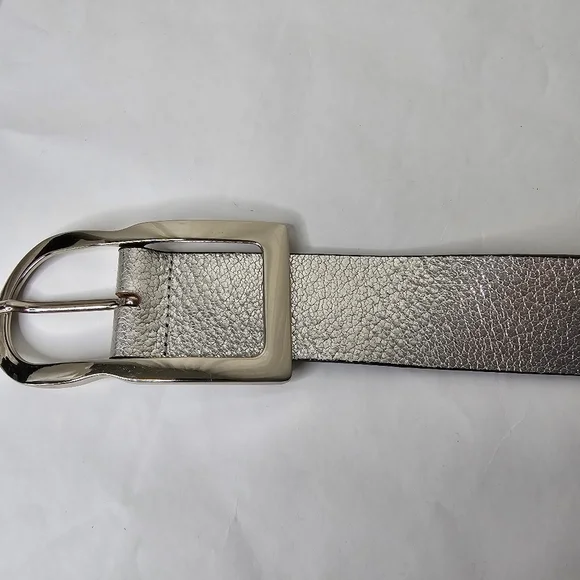 Otto Kern Silver, Black & Metal Leather Belt Large Silver Buckle - Picture 4 of 8